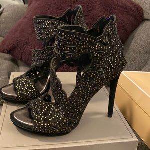 BCBG Max Faricia black suede studded platform heels (never worn)